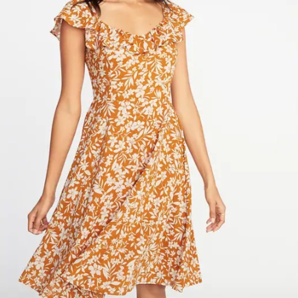 NWT Old Navy Cami Dress Autumn Gold Floral Large